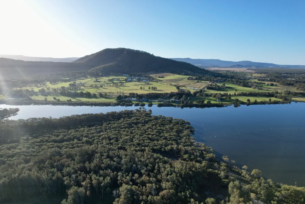 Mount Coolangatta above the Shoalhaven River and farmland